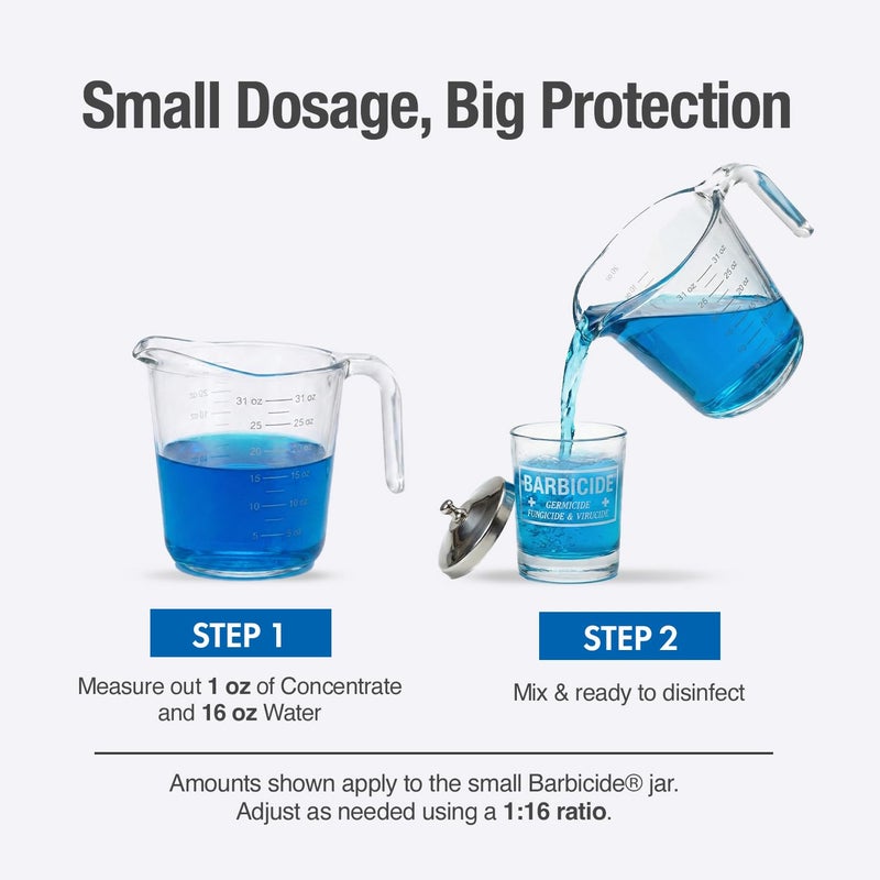 BARBICIDE Disinfectant Jar (Small - 4 Fl Oz) â€“ Durable Glass Immersion Container with Stainless Steel Lid and Tray â€“ Professional Salon, Spa & Barber Tool Sanitizer for Combs, Brushes & Implements - Image 4